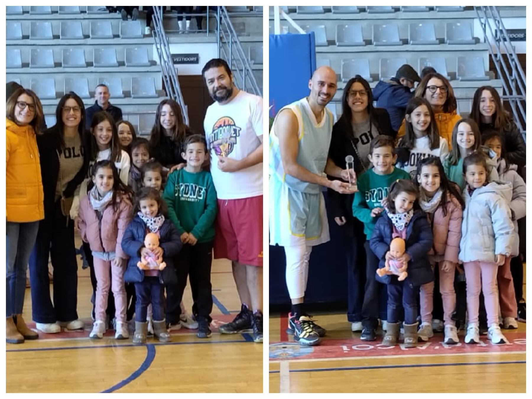 Tono Castelló y Joan Hernández, ganadores de los premios MVPs al mejor jugador de cada combinado con la familia de Quico Córcoles