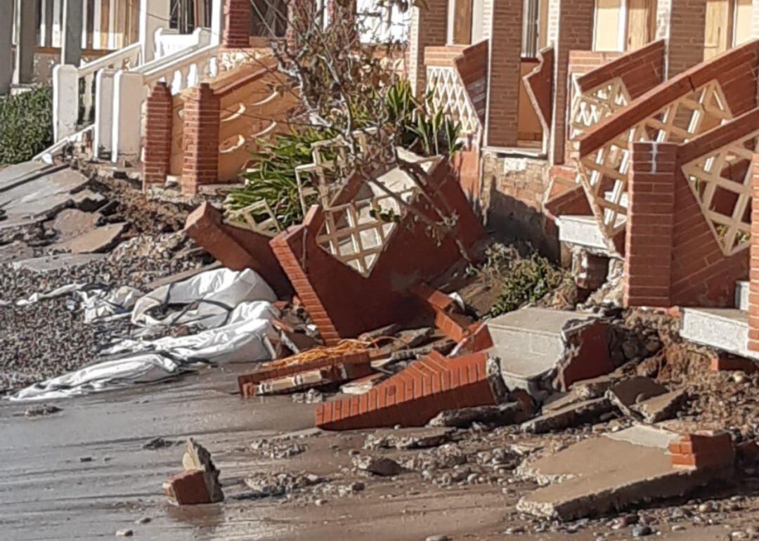 Viviendas de la costa de Nules afectadas por el temporal.