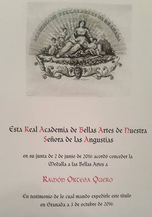 Diploma concedido a Ramón Ortega