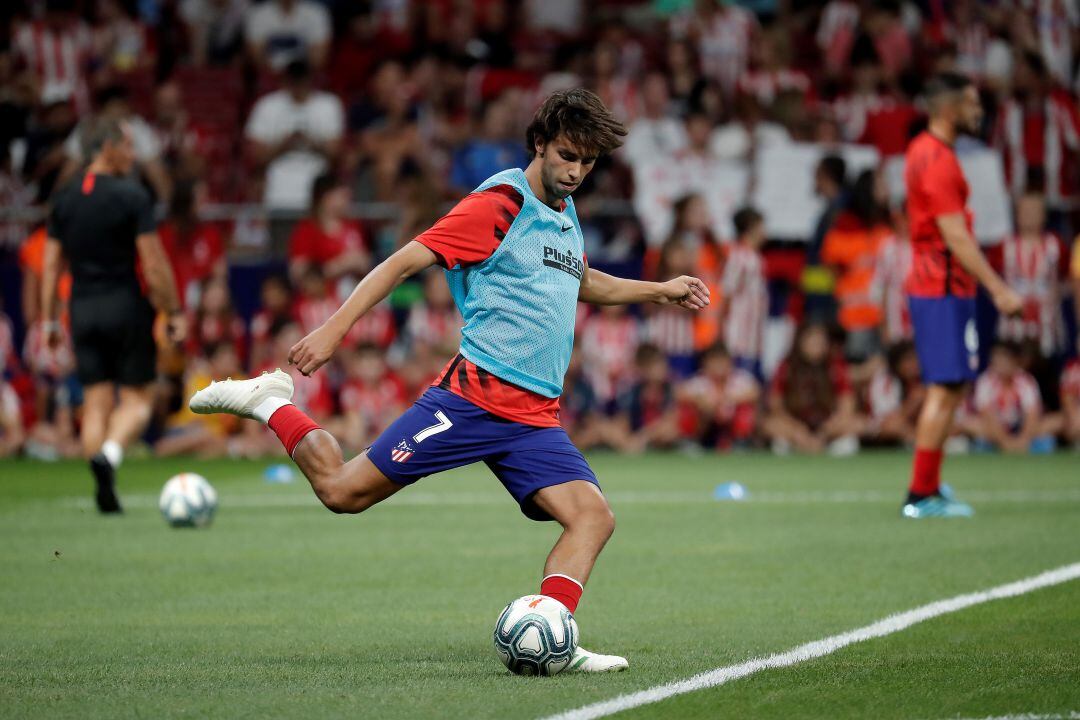 Joao Félix, durante el entrenamiento en el Wanda Metropolitano