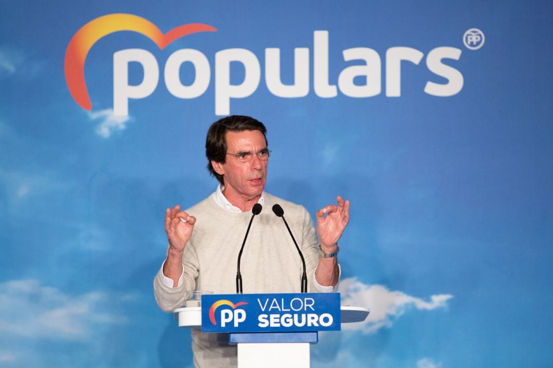 José María Aznar, durante un mitin con el Partido Popular