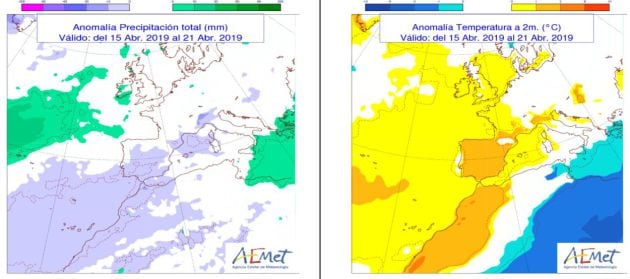 Anomalías de lluvia y temperaturas para Semana Santa.