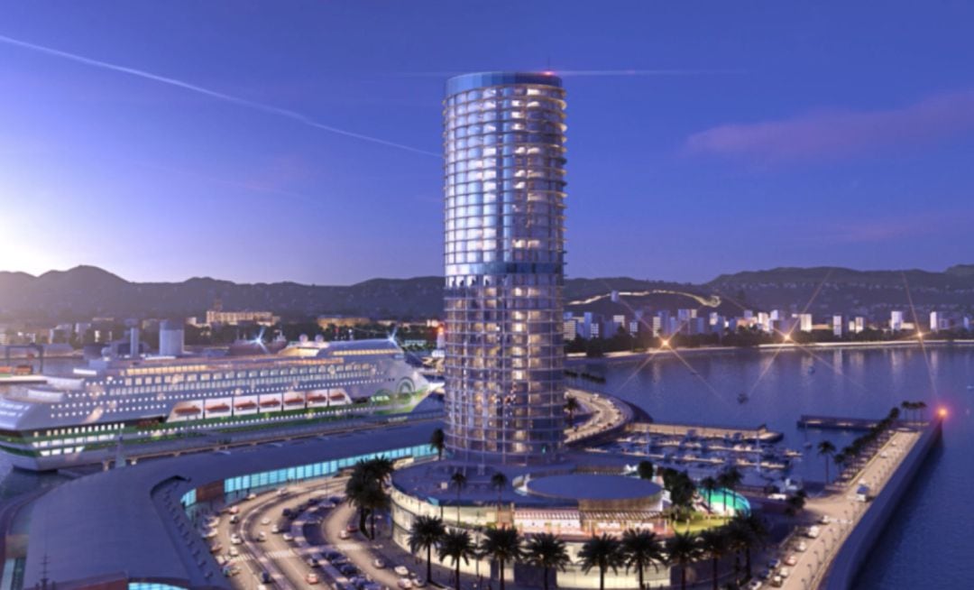 Proyecto de hotel rascacielos del puerto de Málaga