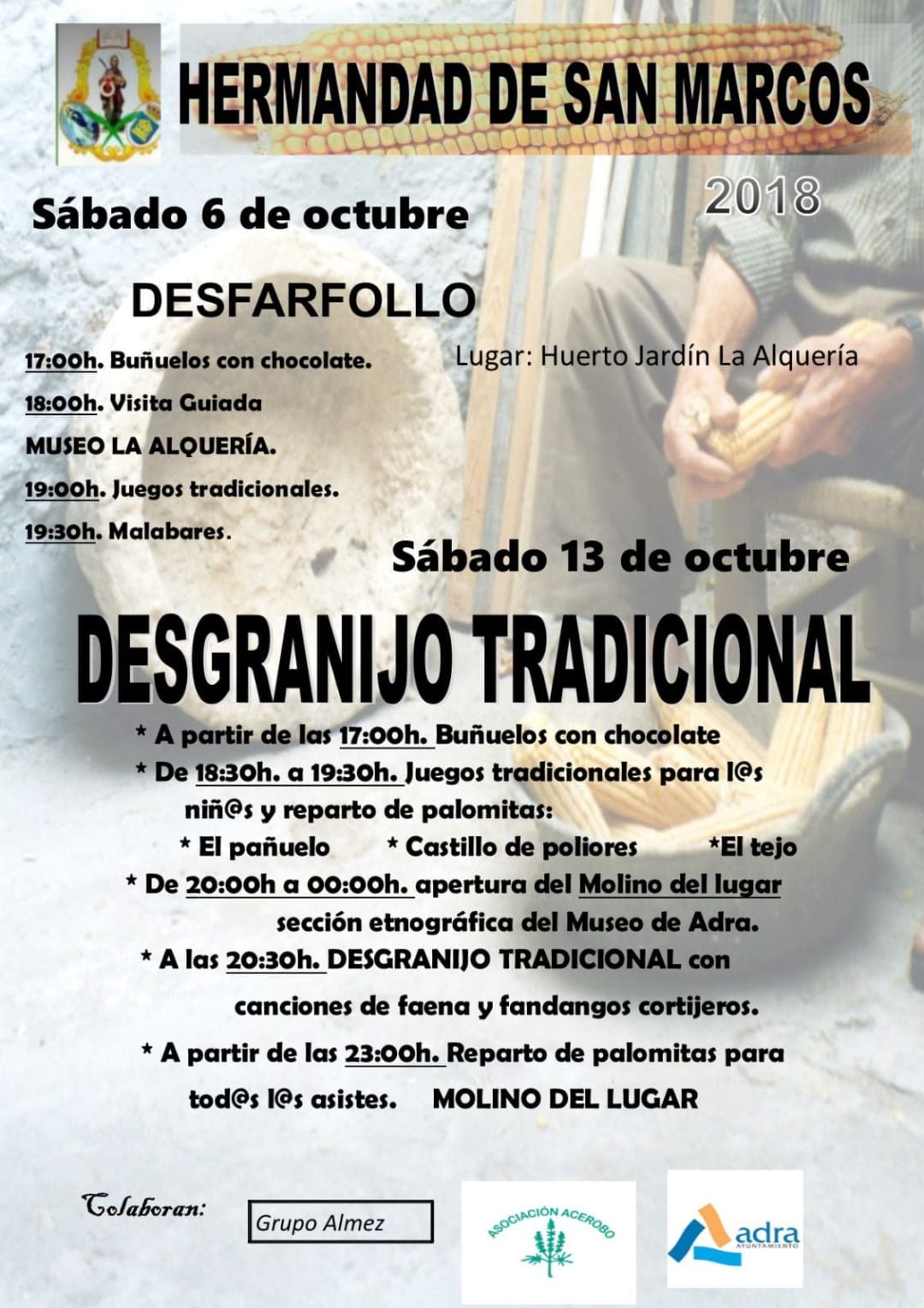 Cartel desgranijo Adra.