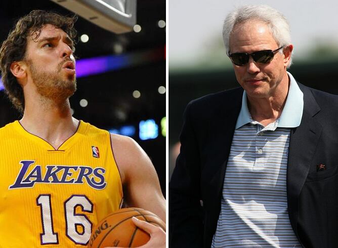 Pau Gasol y Mitch Kupchak, jugador y director ejecutivo de Lakers