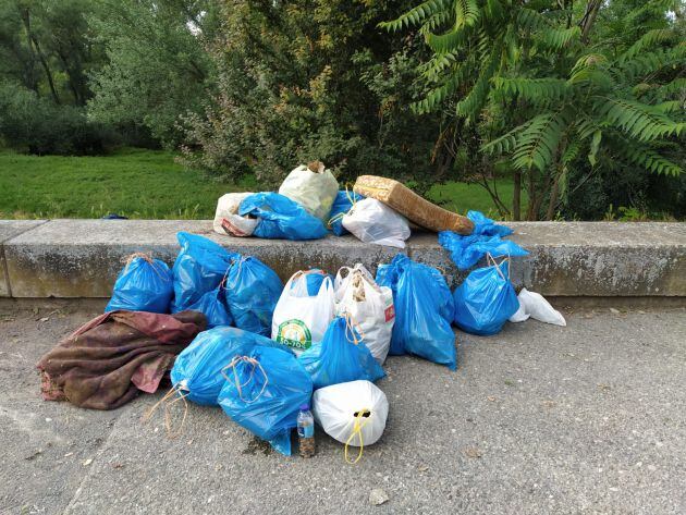 15 bolsas de basura en el entorno del parque del Ebro