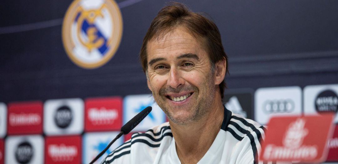 Julen Lopetegui, durante la rueda de prensa previa al derbi ante el Atlético de Madrid