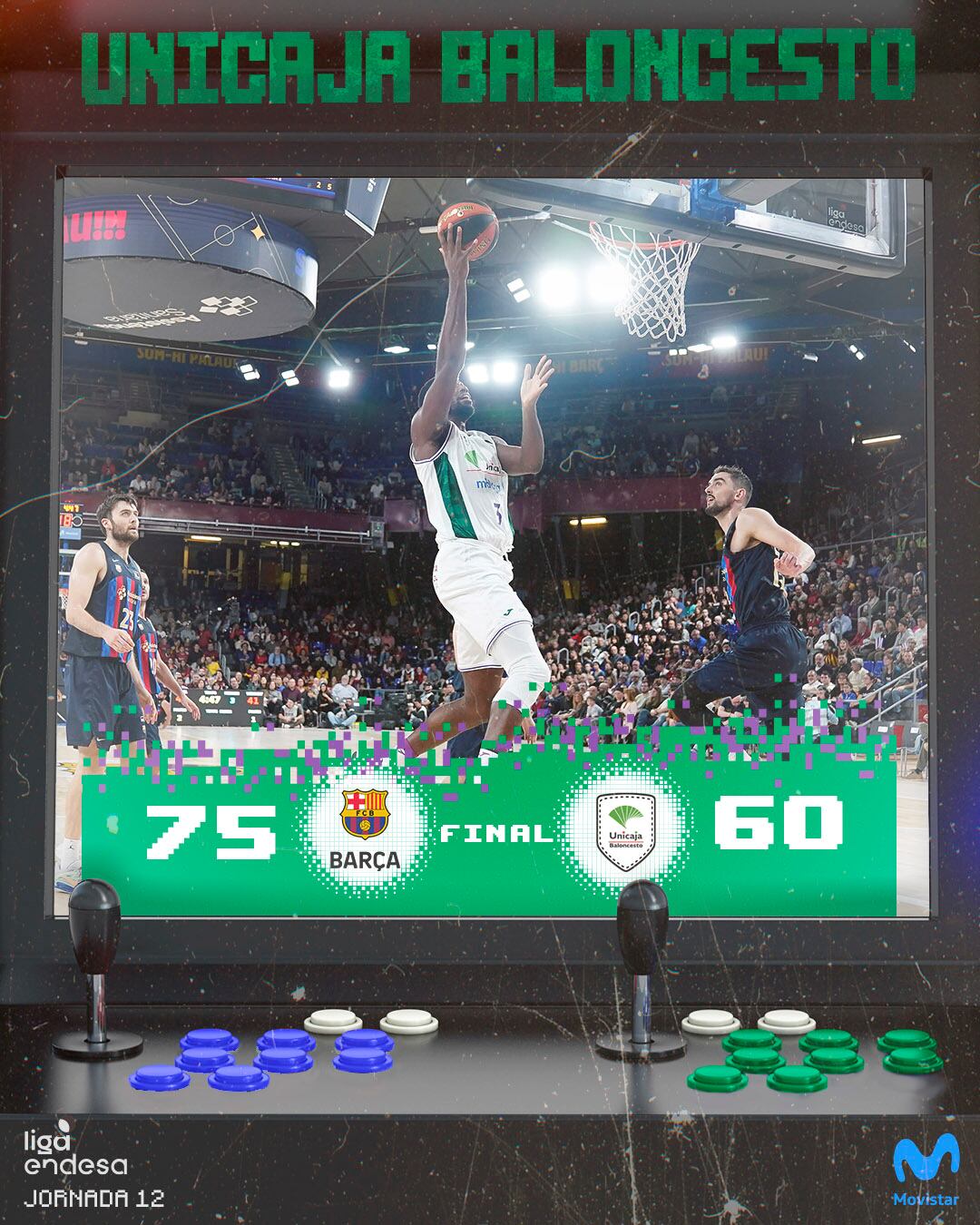 El Unicaja sucumbió en el Palau Blau Grana ante el Barcelona