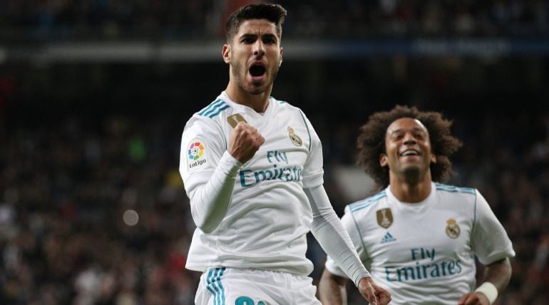 Marco Asensio celebra su gol ante Las Palmas 