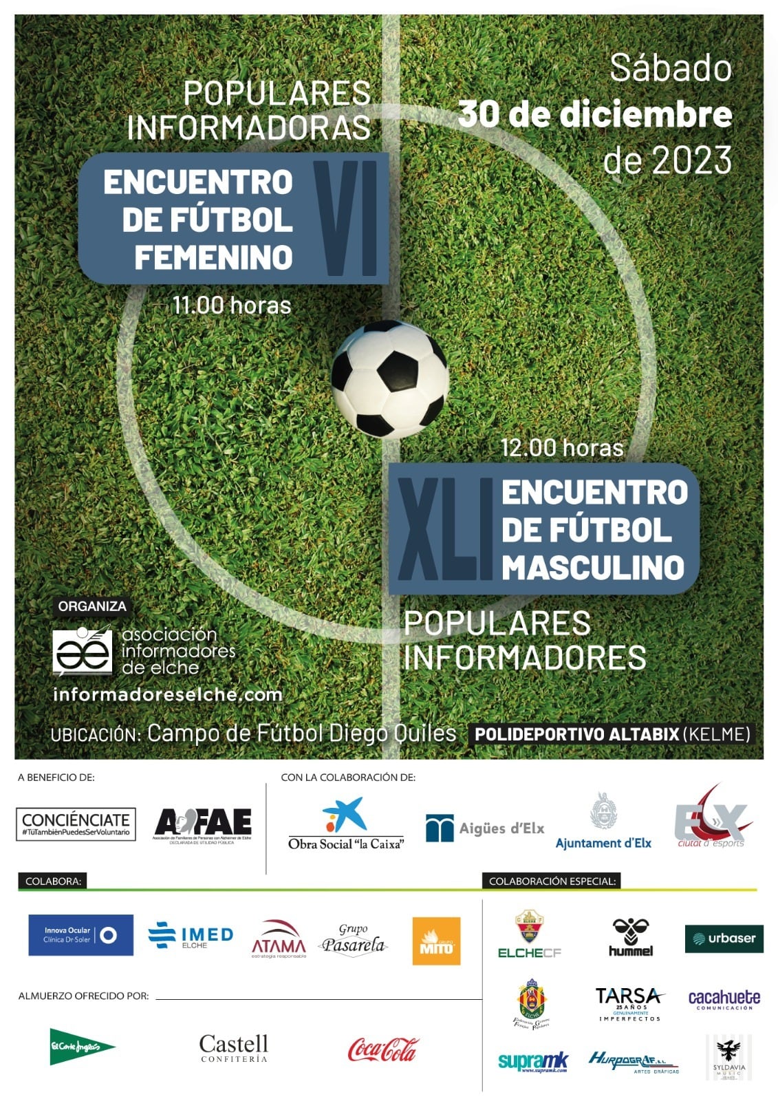 Cartel de los partidos benéficos entre populares e informadores e informadoras