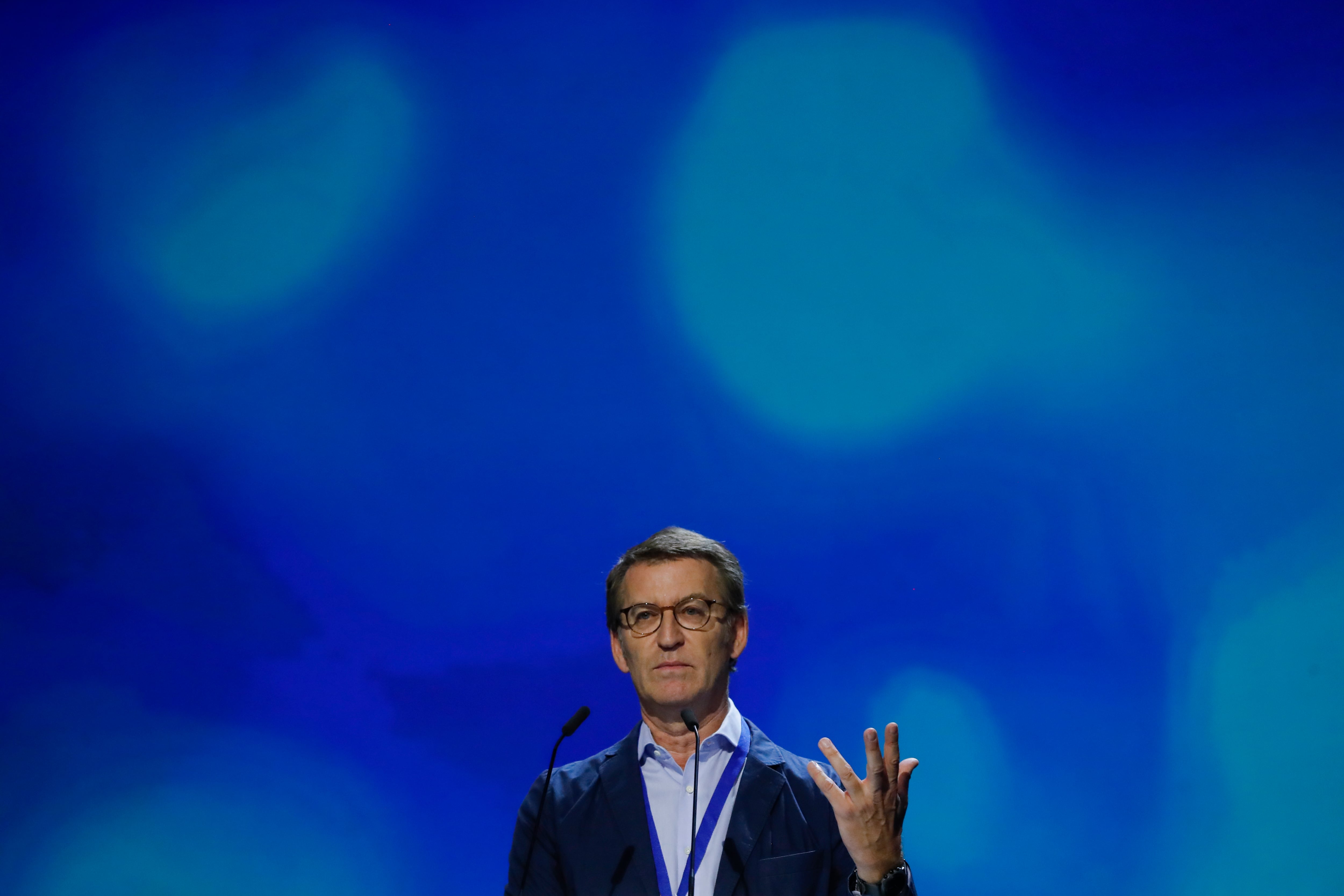 El líder del partido, Alberto Núñez Feijóo en la segunda jornada del Congreso extraordinario del PP de Madrid.