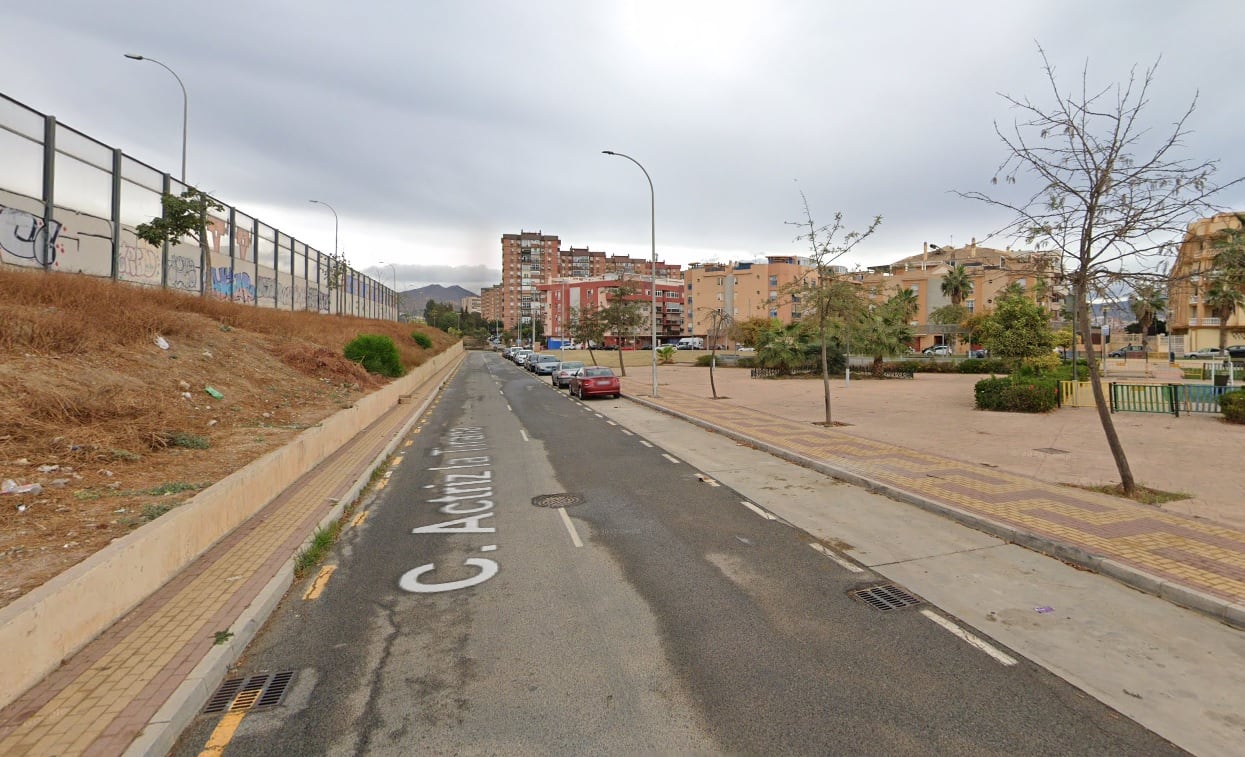 Un tramo de la calle Actriz La Tirana donde fue encontrada la bebé (Málaga)