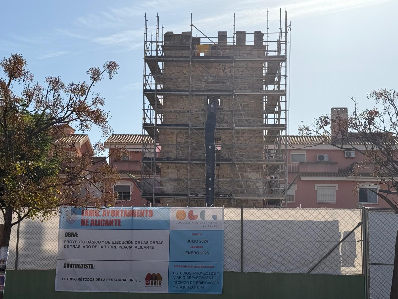 Avanzan los trabajos para el traslado de Torre Placia (Torres de la Huerta de Alicante) a una parcela próxima