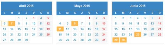 Calendario de la Renta 2014.