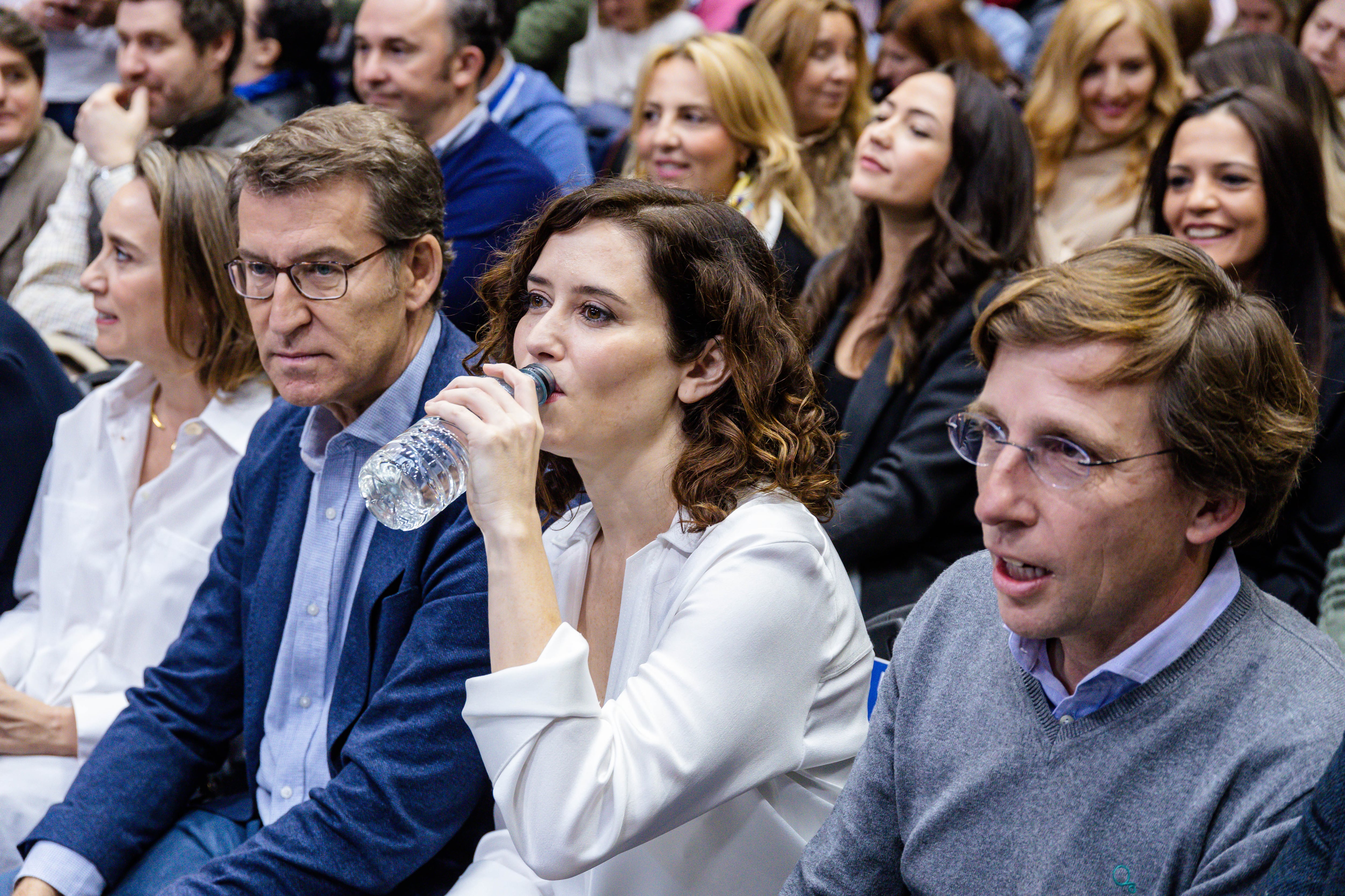 Feijóo, Ayuso y Almeida en un acto del PP