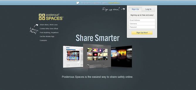 Página principal de Posterous Spaces, ahora propiedad de Twitter