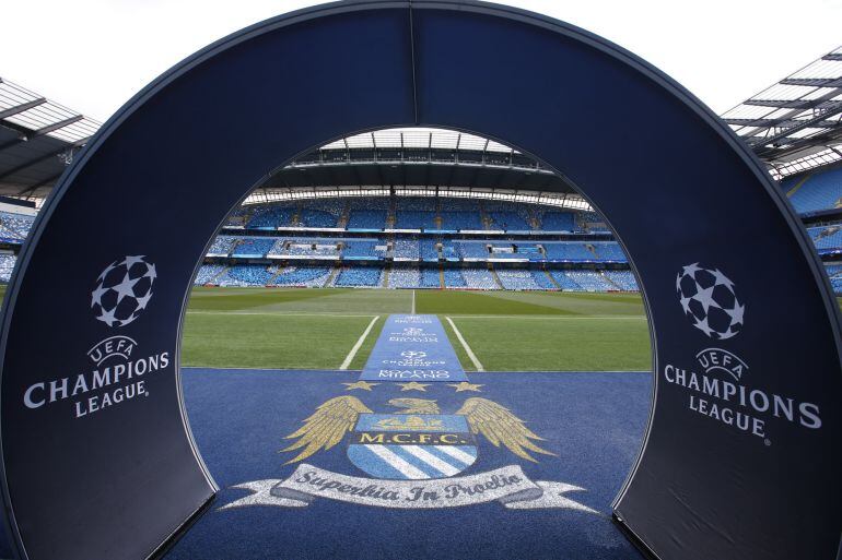 El Etihad Stadium, preparado para acoger la ida de semifinales de Champions