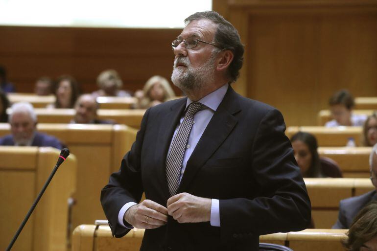 El presidente del Gobierno, Mariano Rajoy, interviene en la sesión de control al Ejecutivo, celebrado en el pleno del Senado