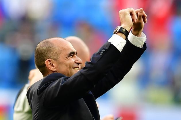 Roberto Martínez celebrando el tercer puesto tras el partido contra Inglaterra