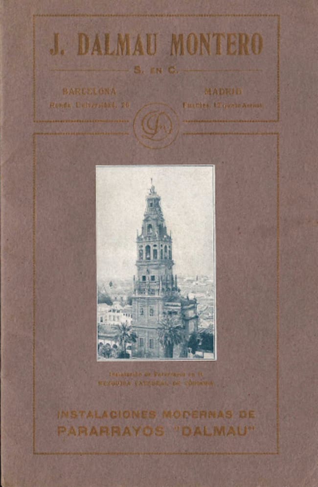 Documento que recoge la instalación de un pararrayos en la Mezquita Catedral de Córdoba