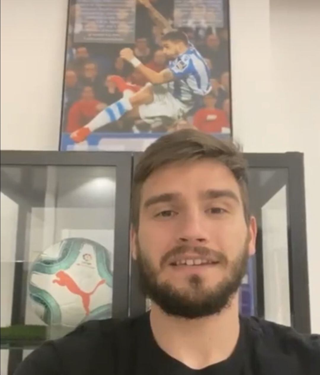 Imagen de Portu durante su charla con los aficionados de la Real