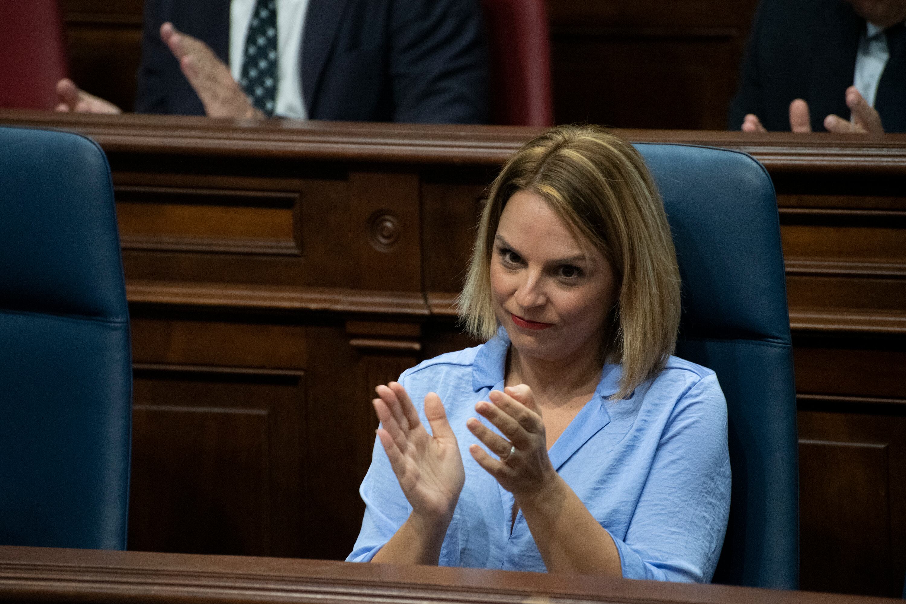 SANTA CRUZ DE TENERIFE, TENERIFE, SPAIN - DECEMBER 20: The Councilor for Social Rights of the Canary Islands Government and president of Podemos in the Canary Islands, Noemi Santana Perera, during a plenary session in the Parliament of the Canary Islands, on 20 December, 2022 in Santa Cruz de Tenerife, Tenerife, Canary Islands, Spain. During today&#039;s plenary session, the General Budget Law of the Autonomous Community for 2023 is approved. (Photo By Europa Press via Getty Images)