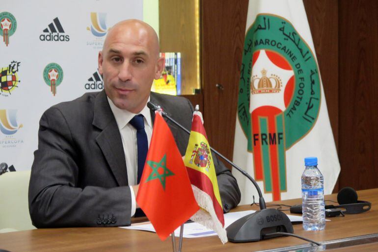 Rubiales, durante la rueda de prensa de este martes en Rabat