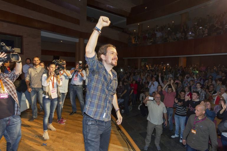 El secretario general de Podemos, Pablo Iglesias, cierra la gira de la iniciativa &quot;Vamos!&quot;, en un acto celebrado en Mérida