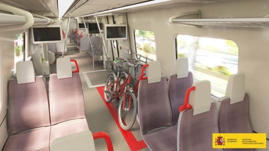 Interior de los nuevos trenes de cercanías de Cantabria y Asturias, que llegarán a lo largo de 2026.