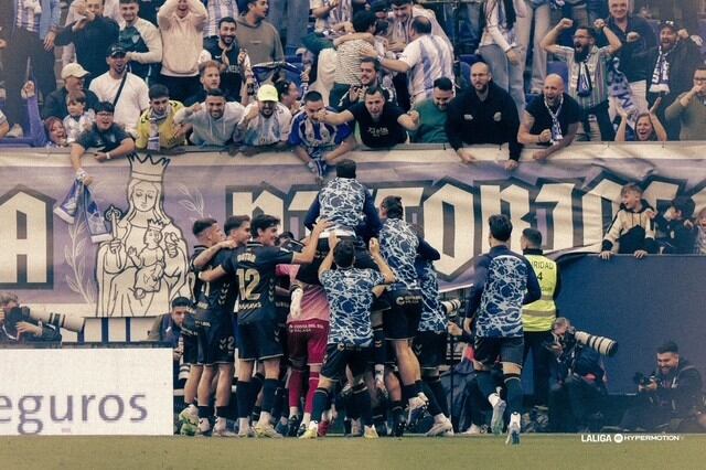 El Málaga celebrando uno de los goles ante Las Palmas
