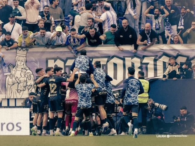 El Málaga celebrando uno de los goles ante Las Palmas