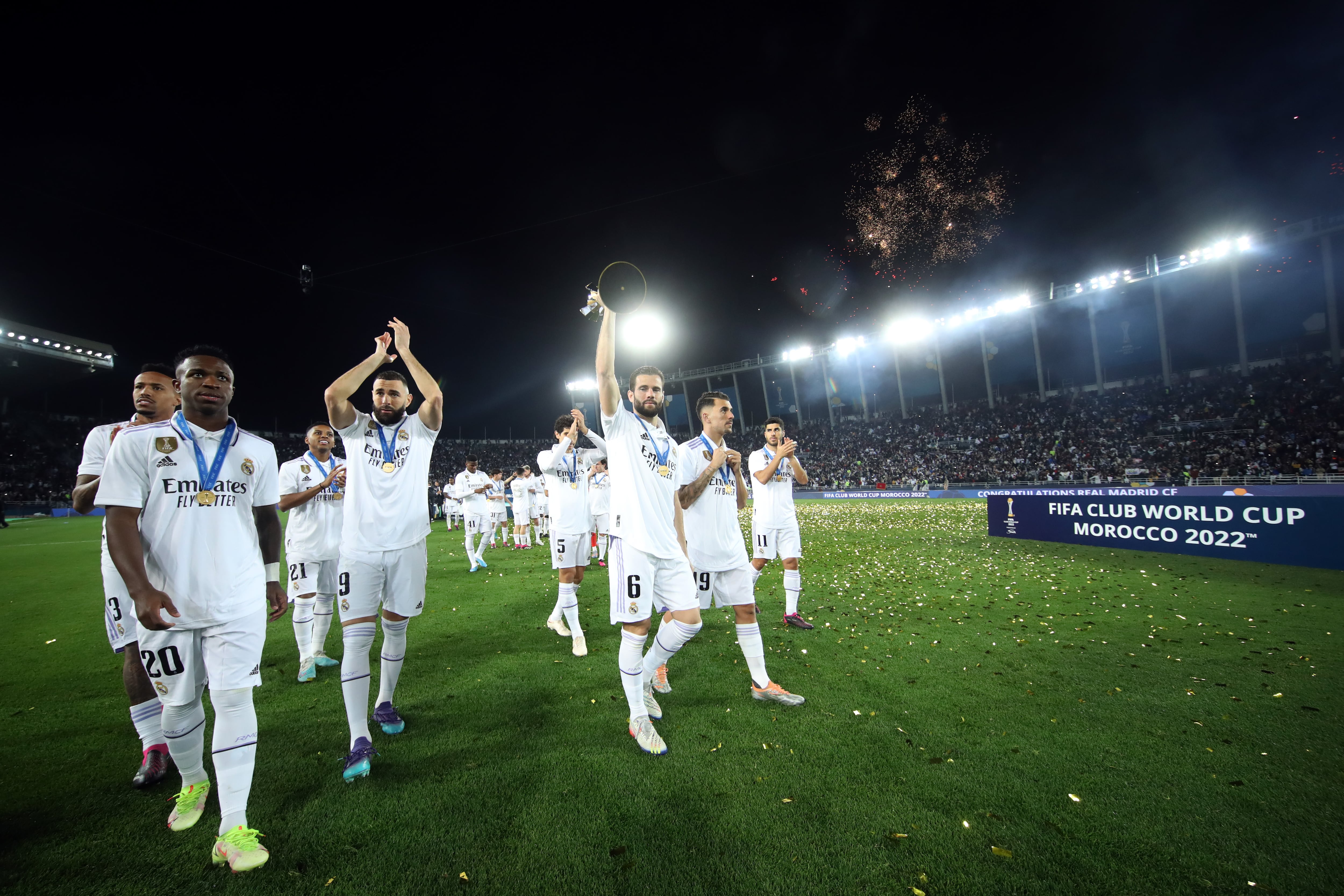 Los jugadores del Real Madrid celebran su victoria en el último Mundial de Clubes, el pasado mes de febrero.