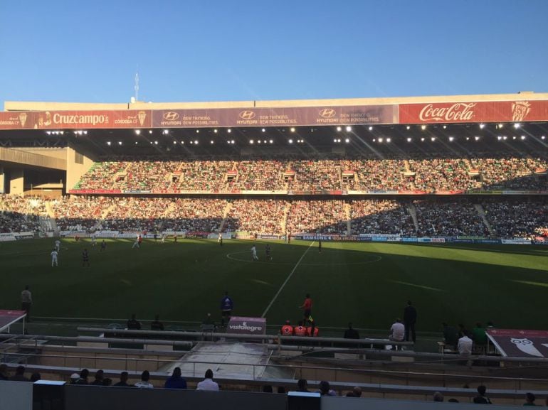 Estadio El Arcángel, en el partido ante el Huesca