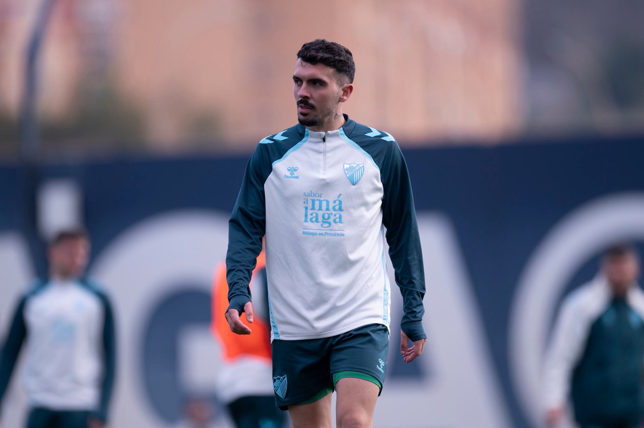 Joaquín Muñoz, en un entrenamiento del Málaga