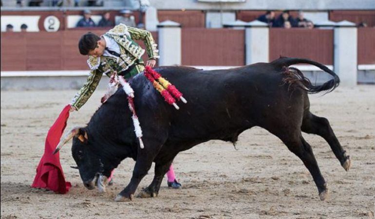 El novillero utrerano Curro Durán, durante su reciente actuación en la plaza de toros de Las Ventas