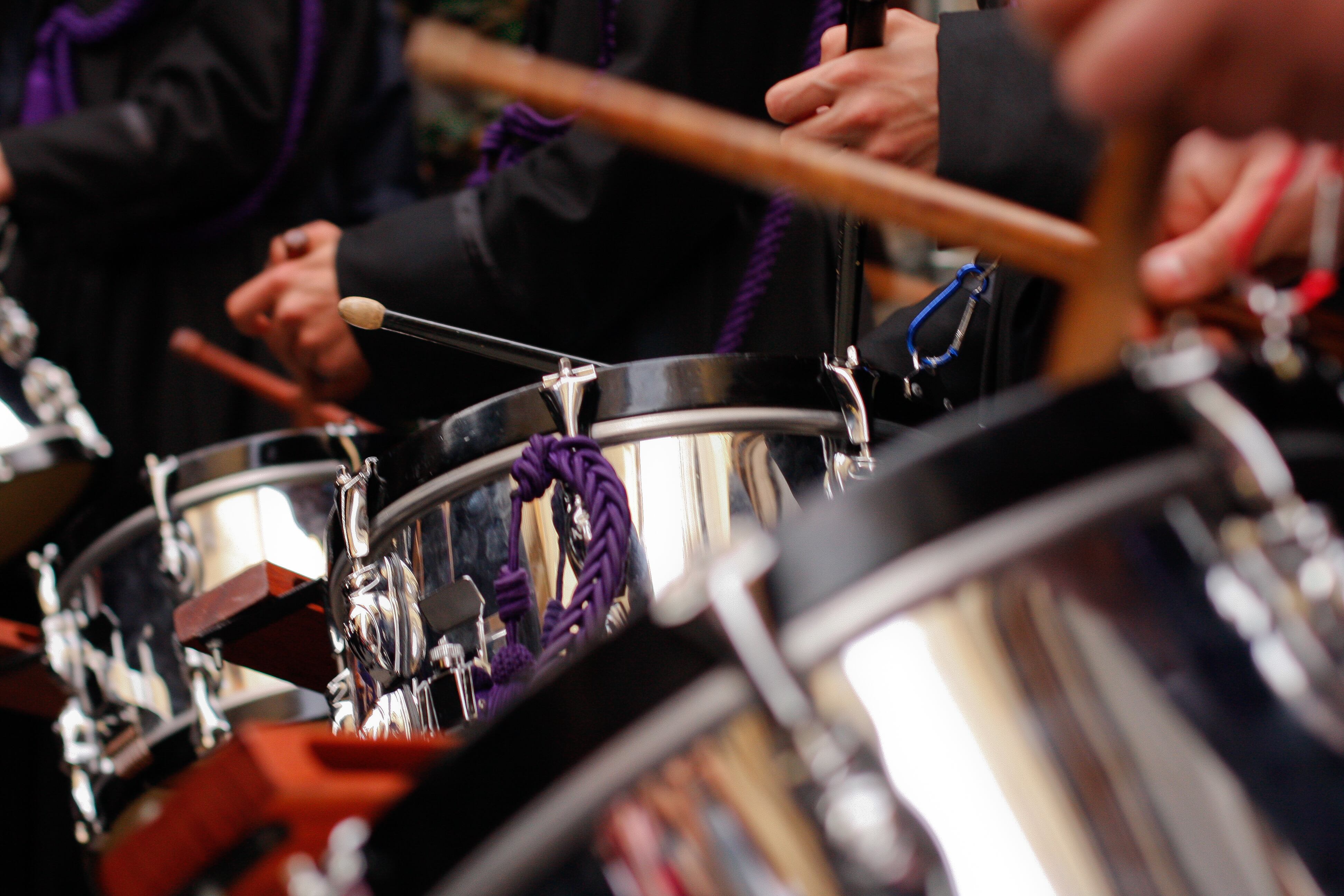 Drums accompany the march of the penitents of Holy Week in León, Spain.