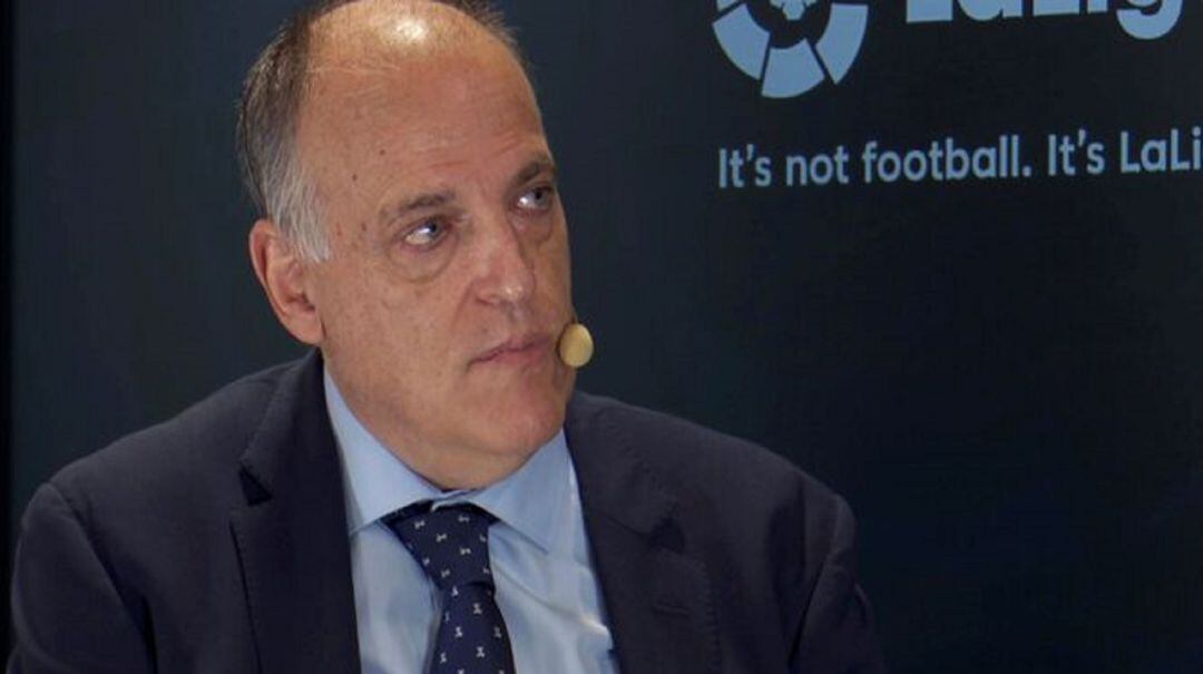 Javier Tebas durante su comparecencia en LaLiga.