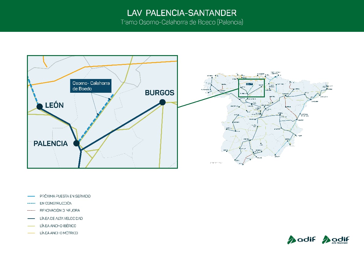 Autorizada la construcción de un nuevo tramo de la línea de alta velocidad Palencia-Santander
