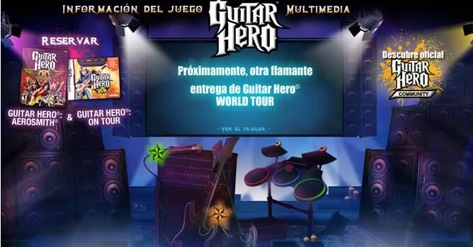 Imagen de la página oficial de "Guitar Hero World Tour"