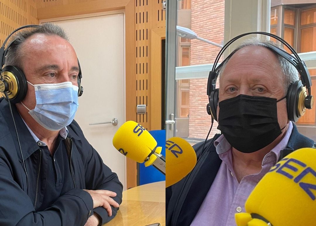 Santiago Navarro (CCOO) y Antonio Jiménez (UGT), en los estudios de Radio Murcia