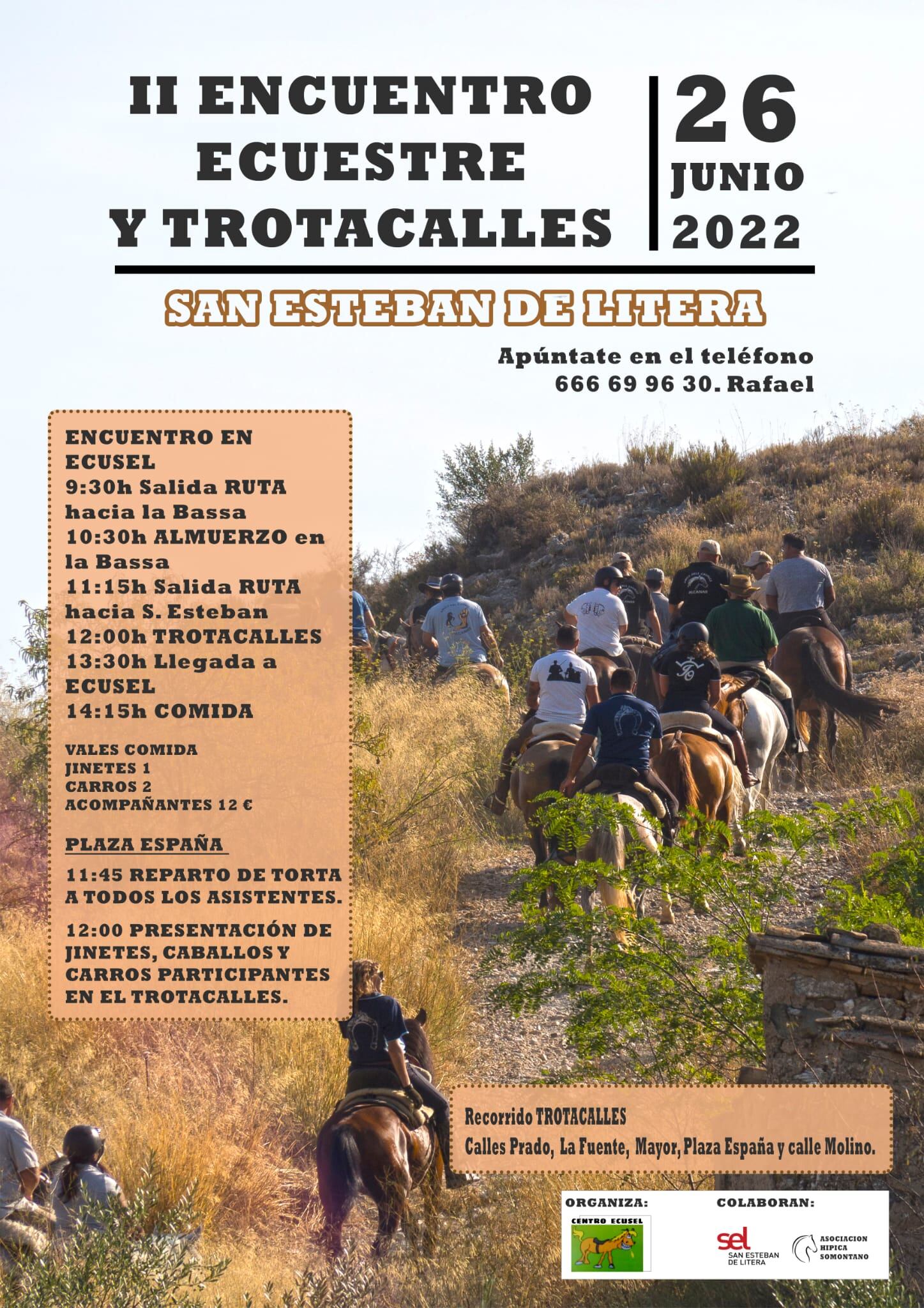 Cartel de la actividad ecuestre en San Esteban de Litera