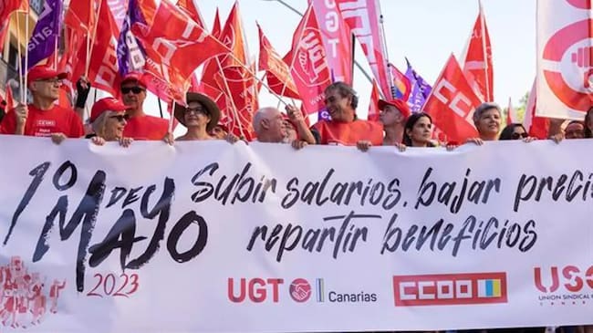 Manifestación del 1 de Mayo en Canarias. (EFE/ Miguel Barreto).