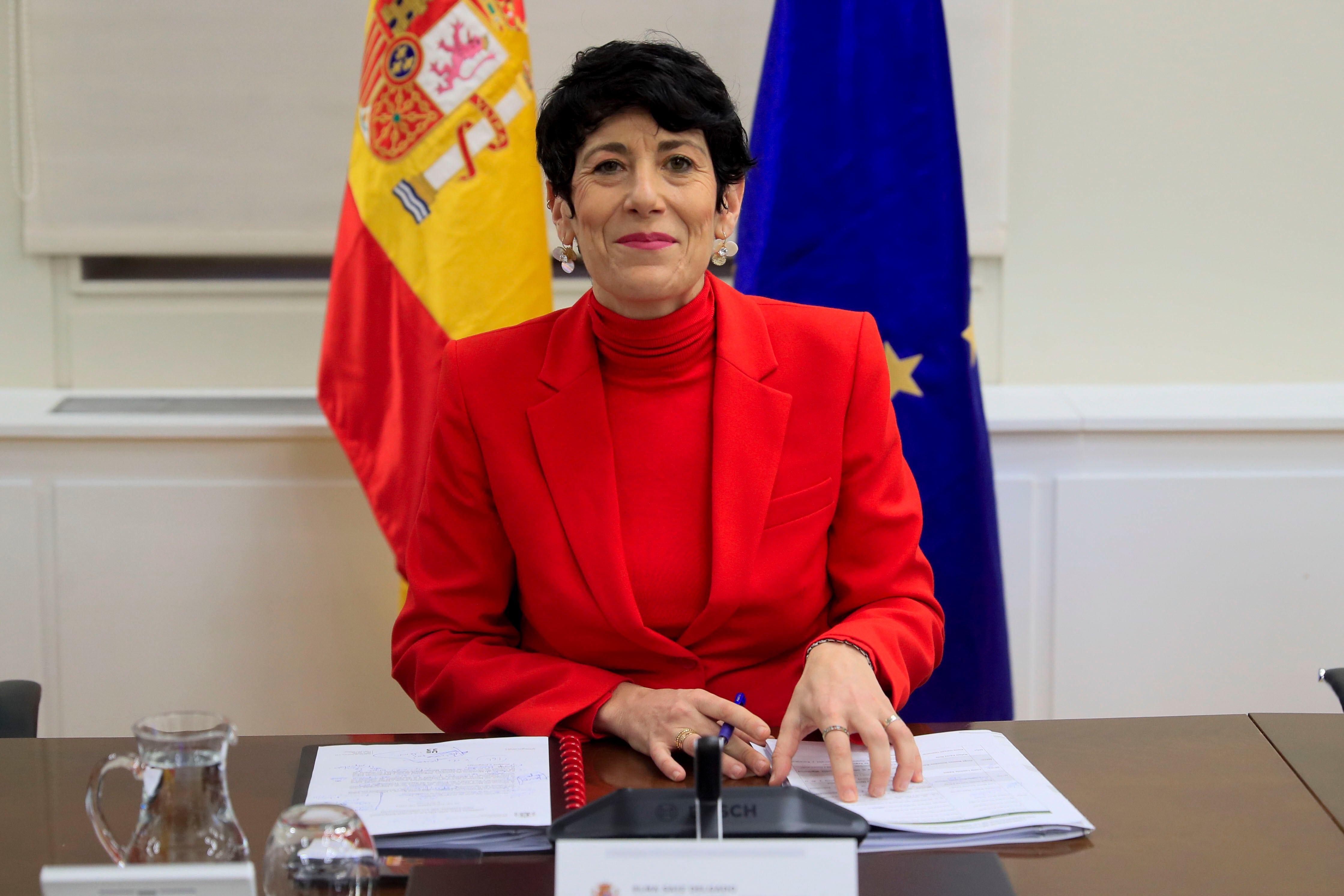 La ministra de Inclusión, Seguridad Social y Migraciones, Elma Saiz, al inicio de la Conferencia Sectorial de Inmigración en la que, entre otros asuntos, se aborda el reparto de los menores extranjeros no acompañados que han llegado a Canarias en los últimos meses, este jueves en la sede del Ministerio.