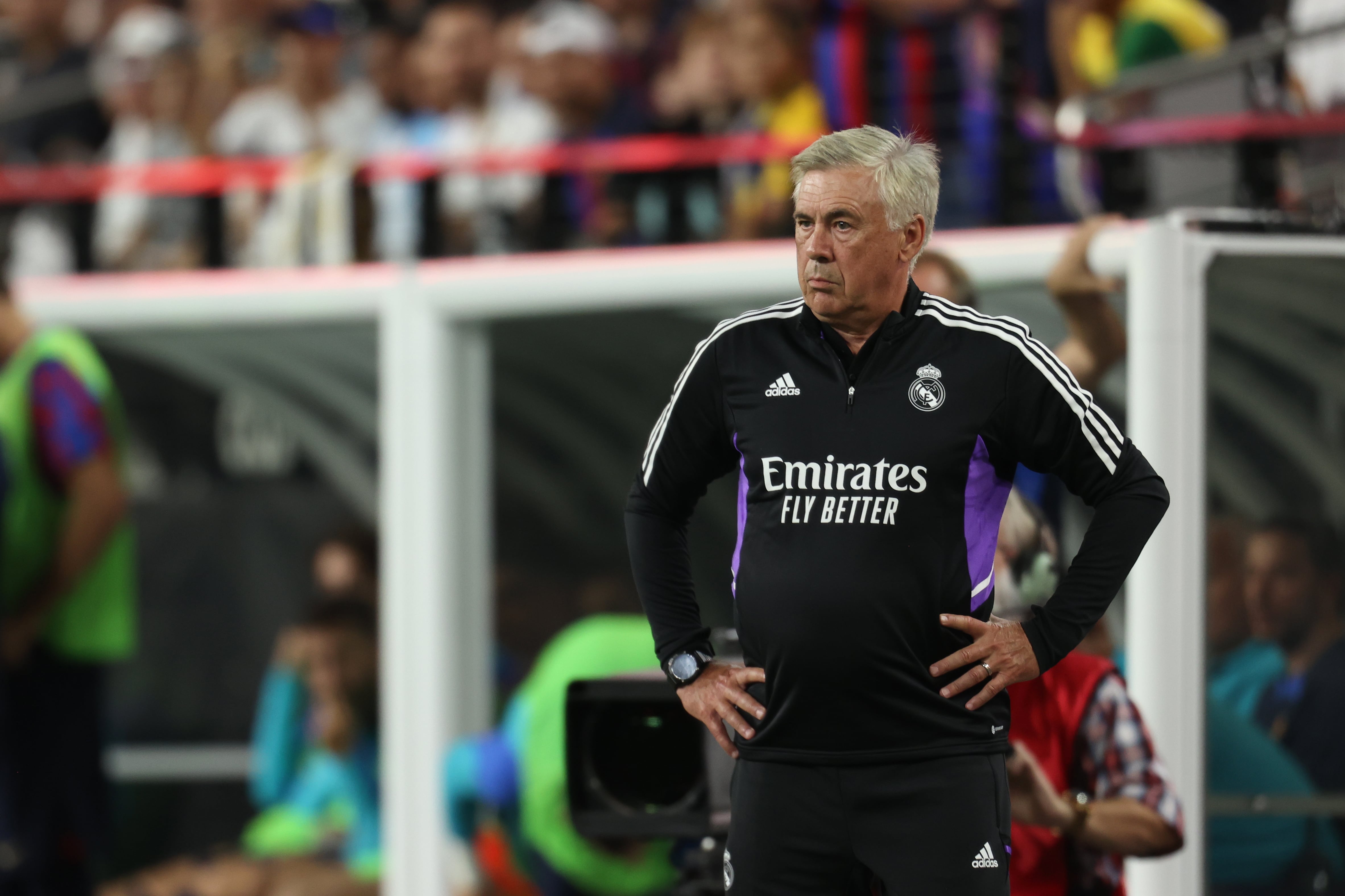 Carlo Ancelotti, durante el Clásico en Las Vegas