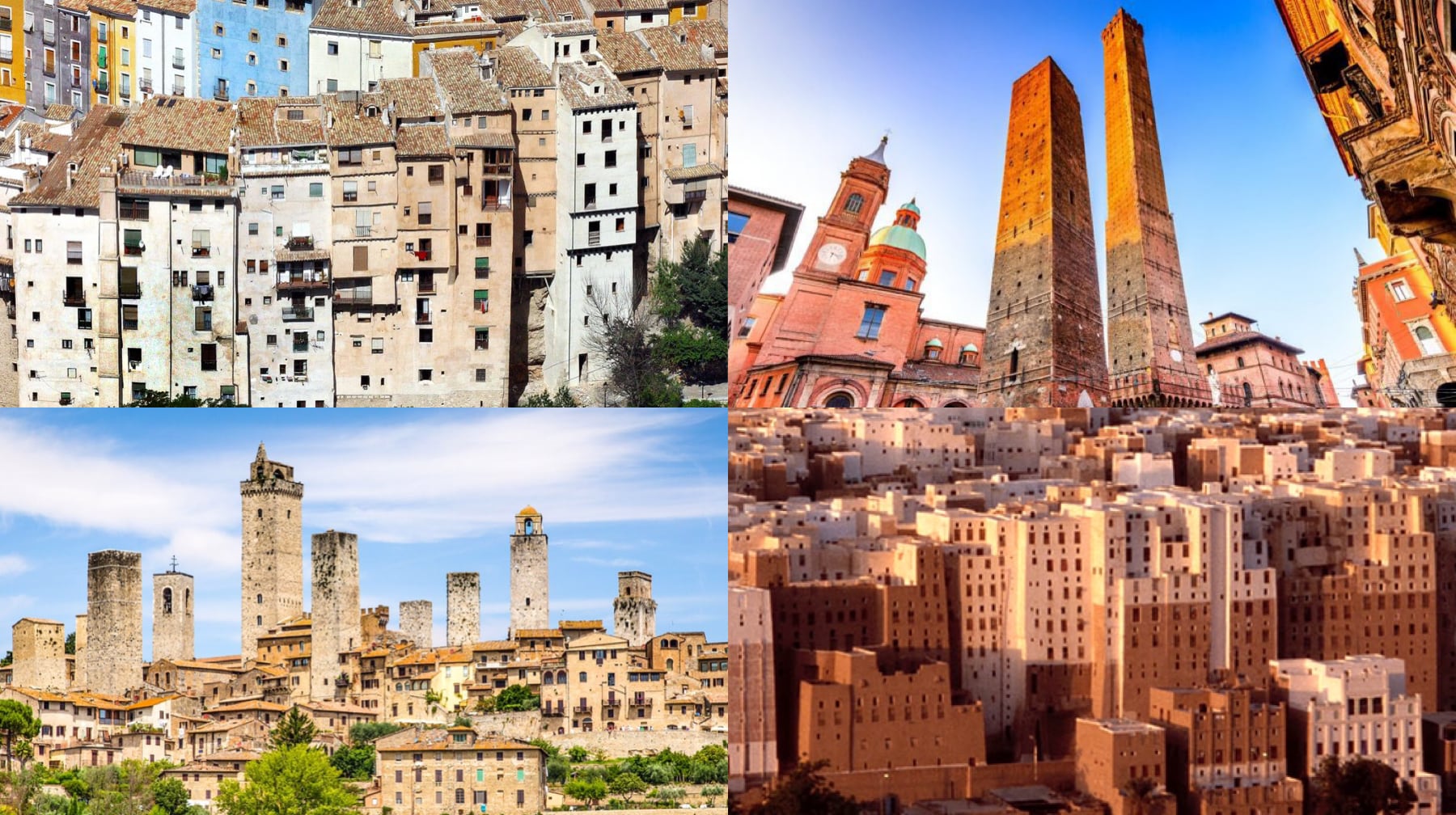 Rascacielos medievales de Cuenca, Bolonia, San Gimignano y Shibam.