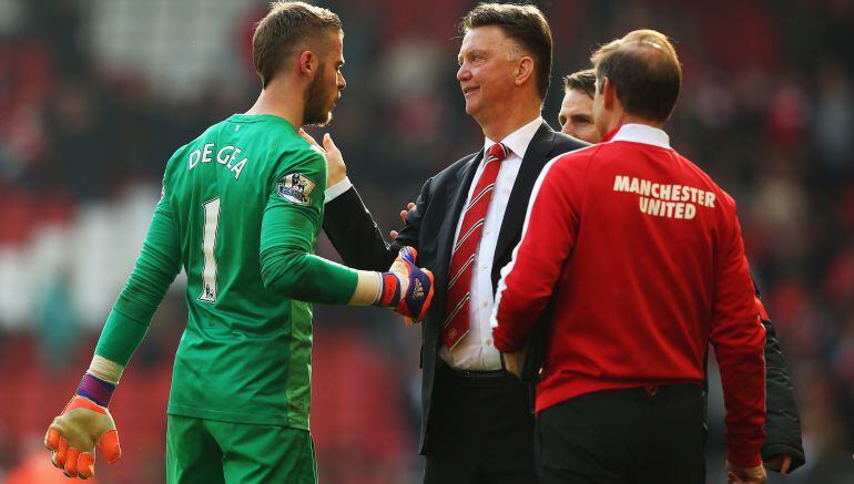 El portero y el técnico, en un partido del United en la Premier.