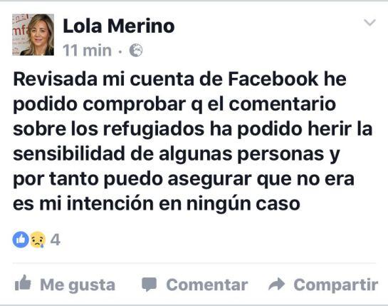 Captura del segundo comentario publicado por Lola Merino