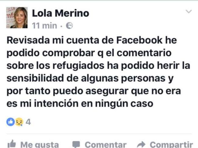 Captura del segundo comentario publicado por Lola Merino