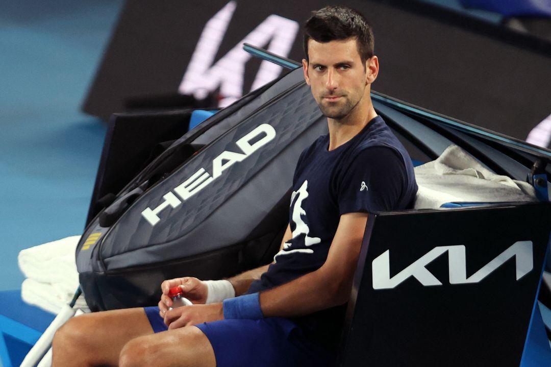 Novak Djokovic, durante un entrenamiento en Melbourne