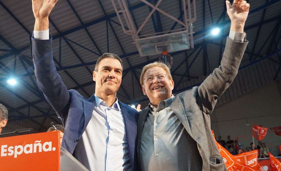 Pedro Sánchez y Ximo Puig en Elda